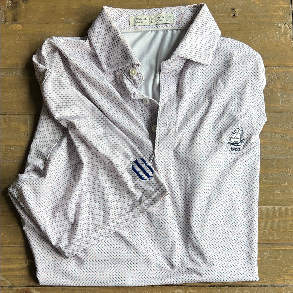 Holderness & Bourne Polo with Navy and Orange Golf Tee Print